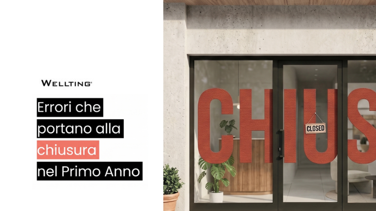 Grafica informativa sugli errori comuni che portano alla chiusura di un centro estetico nel primo anno.